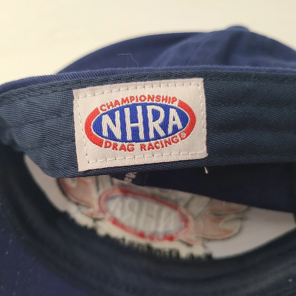 NHRA Hat Adjustable White Blue Top Eliminator Club 2023 Drag Racing USA Flag Men